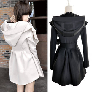 2012 autumn plus size clothing outerwear fashion handsome with a hood long design trench slim outerwear