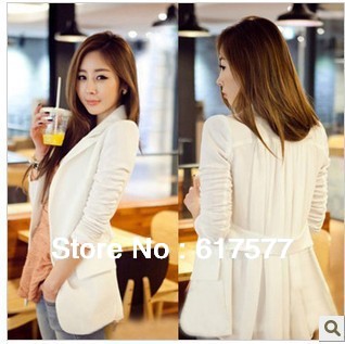 2012 autumn plus size women clothing slim long-sleeve solid color chiffon blazer medium-long suit outerwear