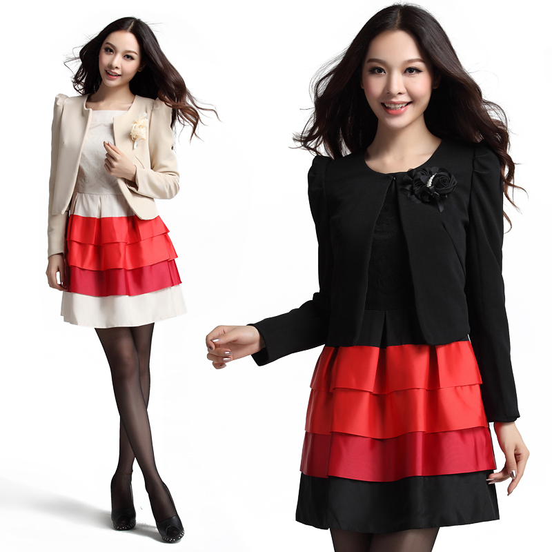 2012 autumn princess elegant shoulder pad long-sleeve outerwear dress slim short design blazer