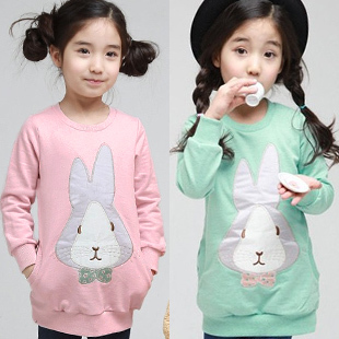 2012 autumn rabbit child girls clothing baby sweatshirt long-sleeve T-shirt outerwear 4891