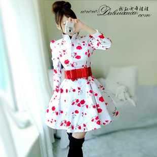 2012 autumn rose small stand collar slim 100% cotton trench long outerwear