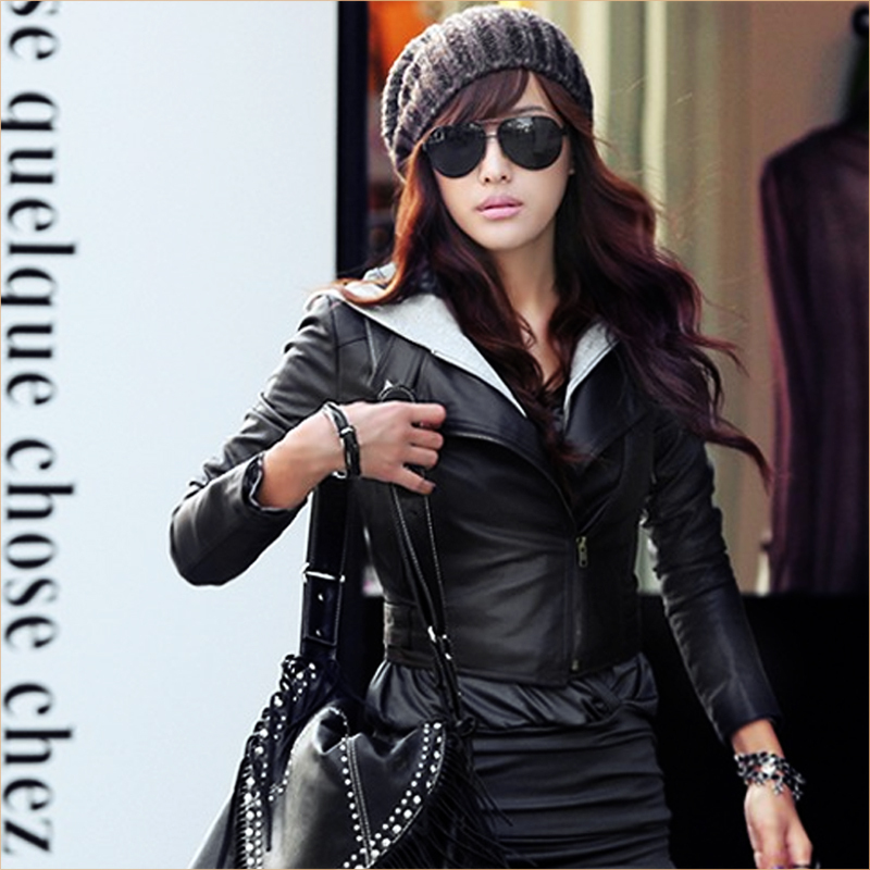 2012 autumn short design PU small leather clothing women outerwear leather jacket 11b2057a