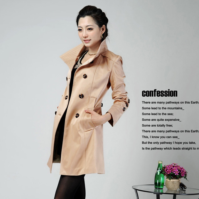 2012 autumn slim long design long-sleeve trench overcoat outerwear 1795