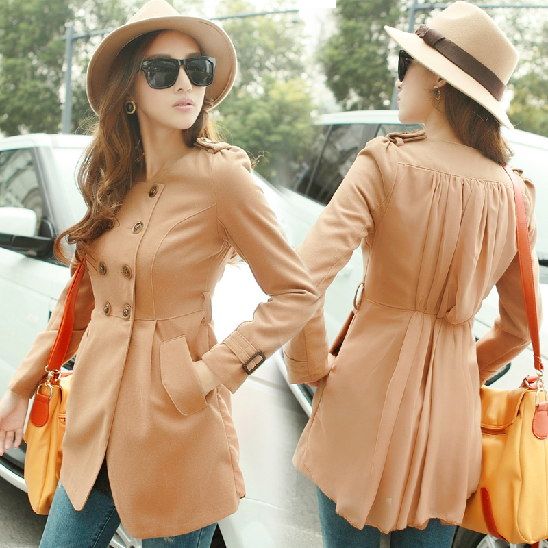 2012 autumn slim medium-long women's barege after chiffon perfect patchwork trench overcoat outerwear