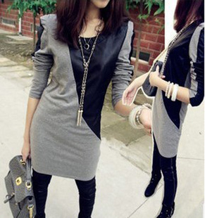 2012 autumn slim patchwork leather small handsome long design t t701