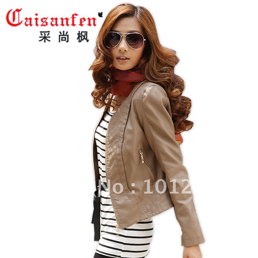 2012 autumn slim short design leather clothing female PU small leather clothing outerwear water wash leather jacket