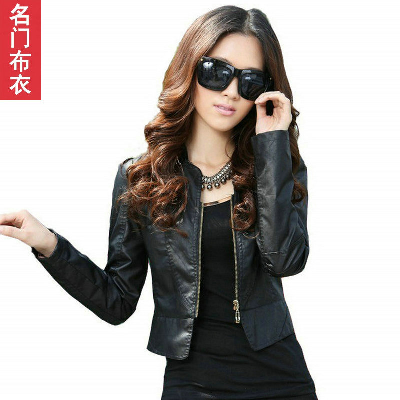 2012 autumn small leather clothing female short design slim PU jacket women's stand collar leather clothing outerwear