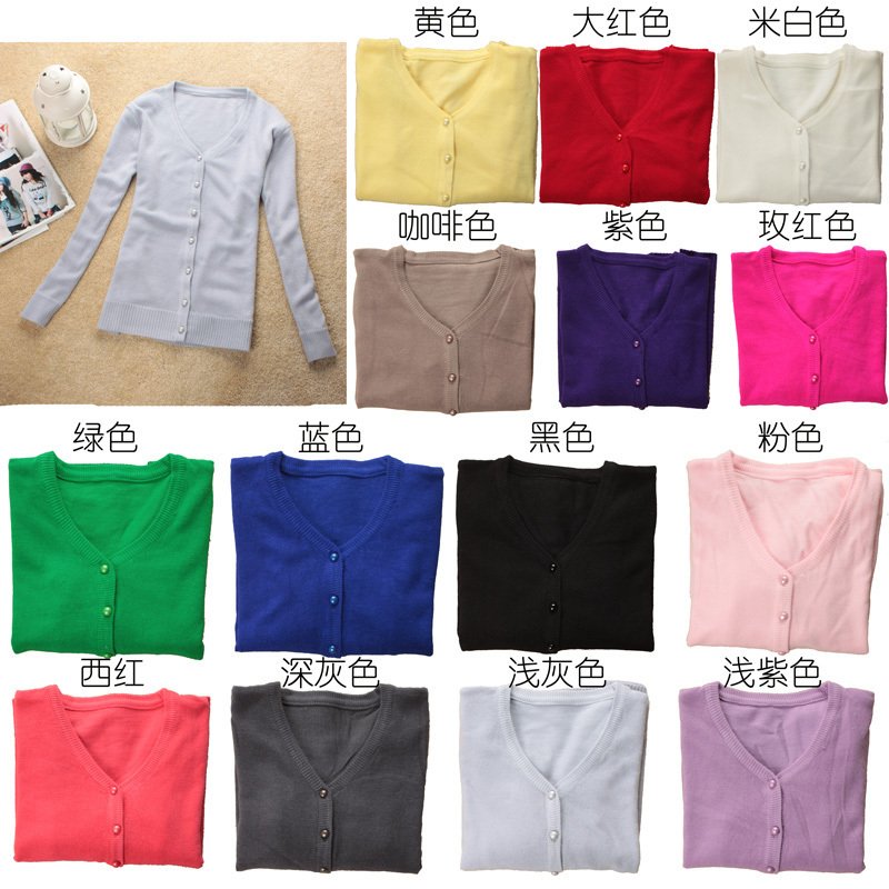 2012 autumn solid color pearl button small cardigan faux knitted sweater outerwear