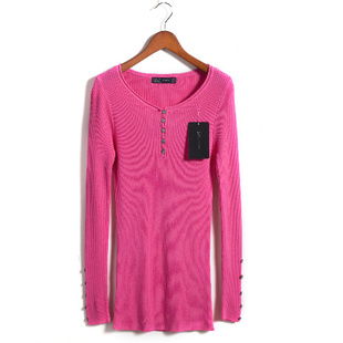 2012 autumn solid color sweater women's o-neck medium-long sweater basic sweater