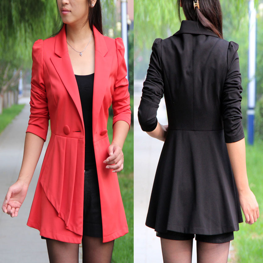 2012 autumn spring and autumn trench slim women's plus size suit outerwear suit xxxl