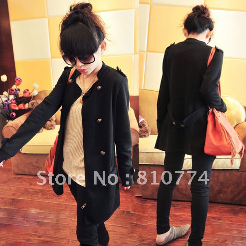 2012 autumn stand collar double breasted trench long design outerwear 813