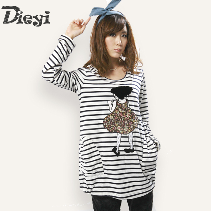 2012 autumn stripe maternity clothing fashionable casual t-shirt long-sleeve top sweatshirt sweater