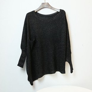 2012 Autumn sweater coat New Europe and the United States trend irregular hem bat sleeve backing sweater / women knitted wear