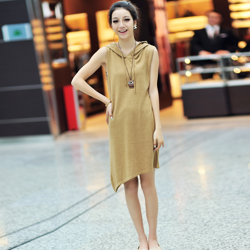 2012 autumn sweater female casual loose long design hooded slim sweep irregular one-piece dress