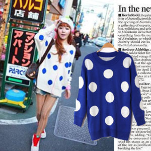 2012 autumn sweater outerwear female loose plus size all-match polka dot pullover sweater dot