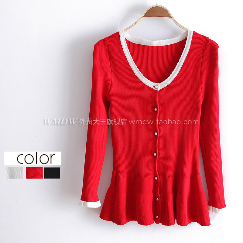 2012 autumn sweet elegant V-neck slim skirt cardigan wx1041