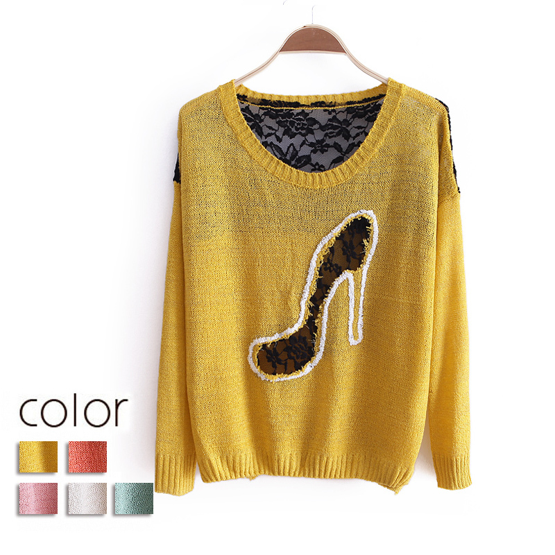 2012 autumn sweet lace patchwork loose comfortable pullover sweater wx960