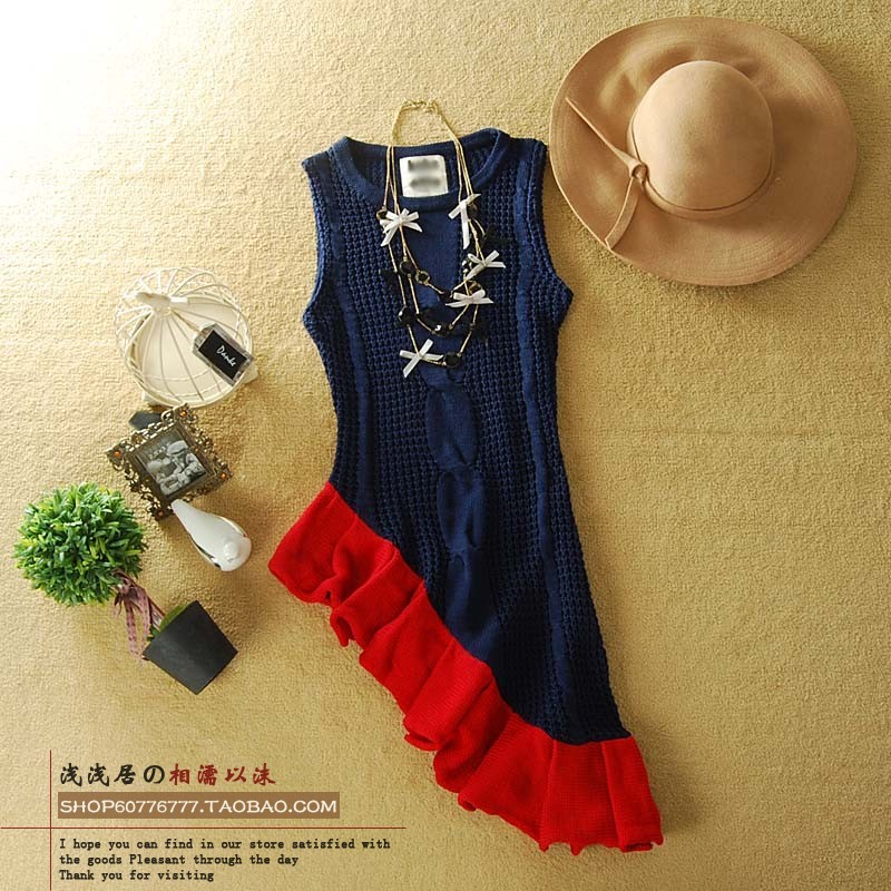 2012 autumn the trend of women fashion ruffle long design slim top vest sweater