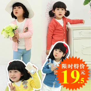 2012 autumn thread cotton V-neck girls clothing child baby long-sleeve cardigan 3280