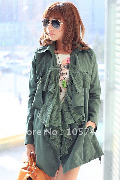 2012 autumn trench fashion lace trench  free shipping low price wholesale new arrive fashion ladies design winter coat SDHS8008