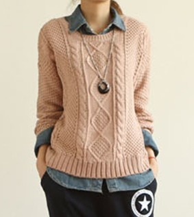 2012 autumn vintage all-match pullover solid color twisted sweater female