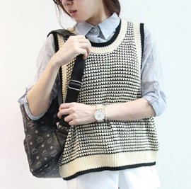 2012 autumn vintage preppy style plus size yarn pullover vest loose knitted shirt