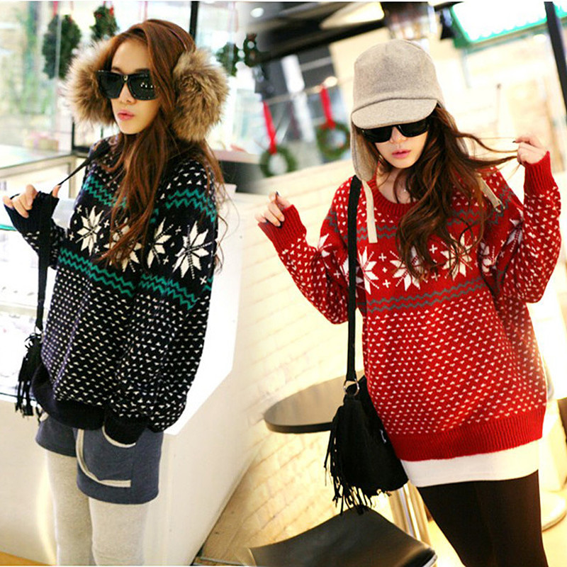 2012 autumn winter christmas sweater dress women's wave pattern computer embroidered thermal