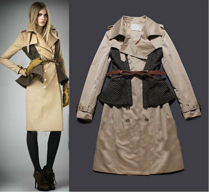 2012 Autumn/Winter Fashion Double-breasted Trench Coat Women Celebrity Coat Outwear winterbreaker plus size XXLbb003