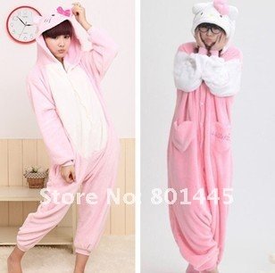 2012 Autumn winter kitty cat design adult romper nonopnd one piece stretchy sleepers fleece for 145~180cm free shipping