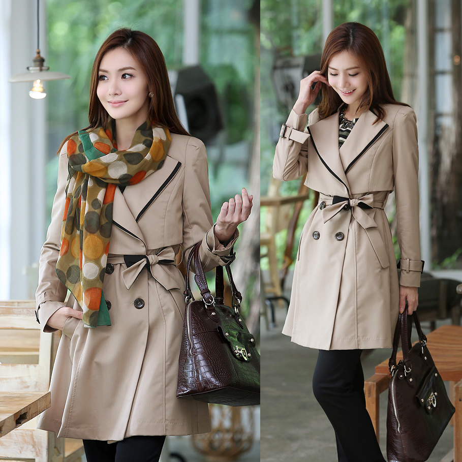 2012 autumn winter new arrival boutique women's double collar slim formal fashion long trench female outerwear