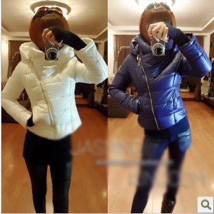 2012 autumn winter new arrival women's white blue cotton-padded jacket short design cotton-padded jacket.
