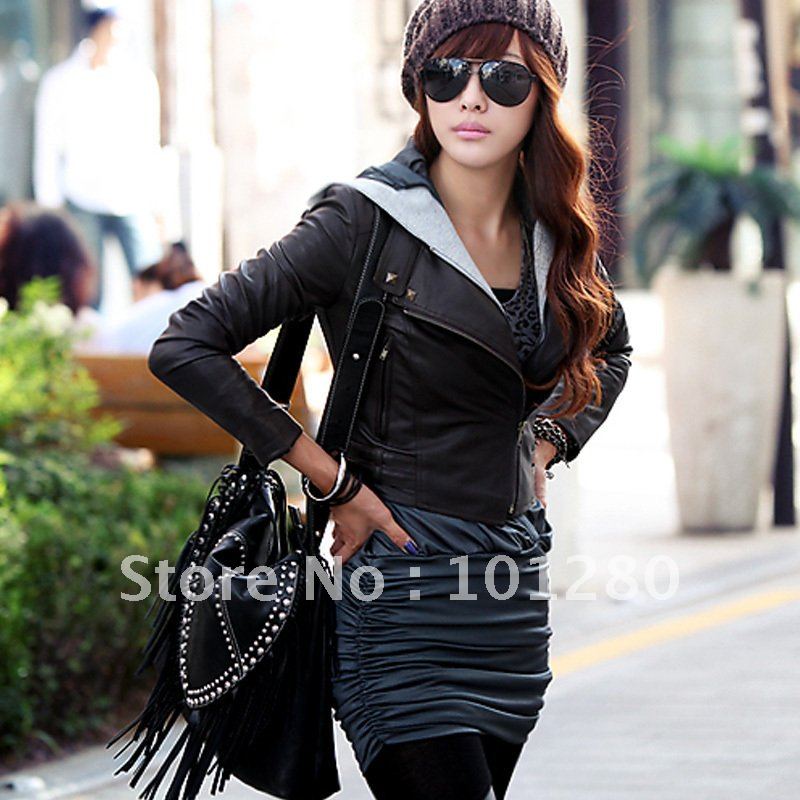 2012 autumn WINTER short design PU small leather clothing women outerwear leather jacket 11b2057a