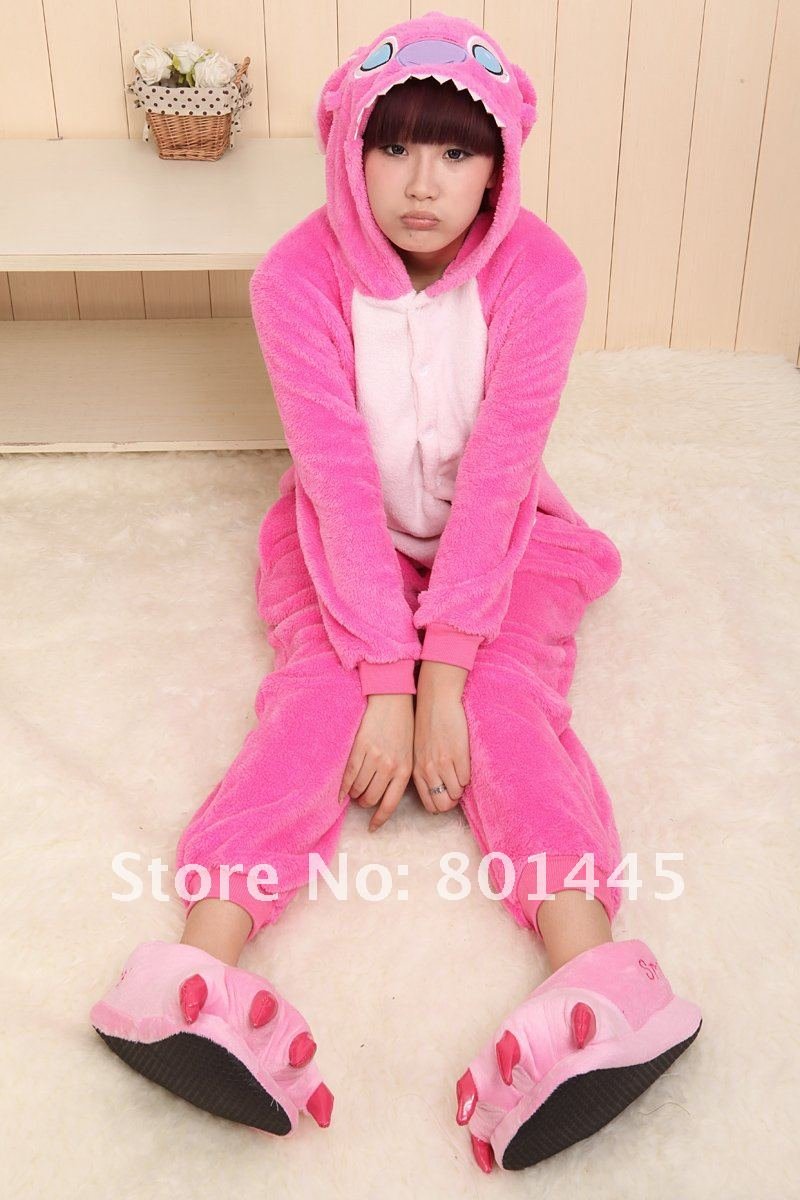 2012 Autumn winter Stitch design adult romper nonopnd one piece stretchy sleepers thick coral fleece for 150~185cm free shipping