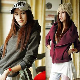 2012 autumn winter with a hood muleshoe zipper sweatshirt fashion all-match outerwear