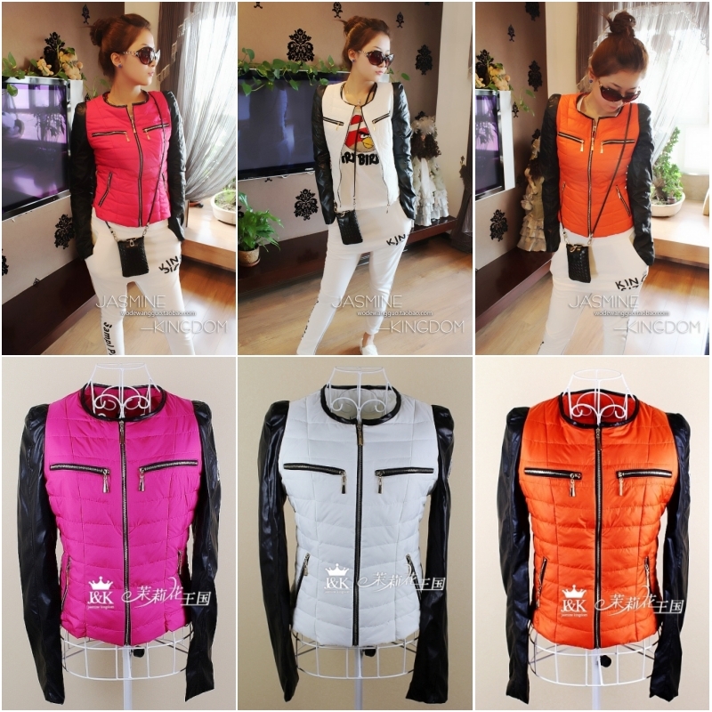 2012 autumn winter women's casual handsome zipper short jacket long-sleeve thin wadded jacket cotton-padded jacket outerwear