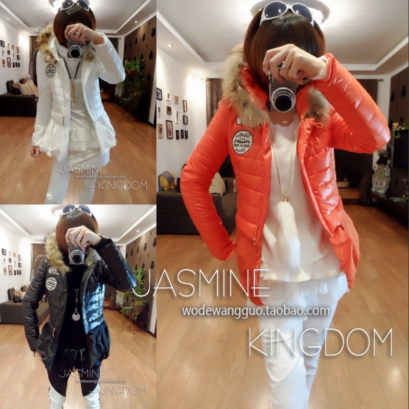 2012 autumn-winter women's fashion cotton-padded down jacket with a Raccoon hair fur hood,warm down coat,retails