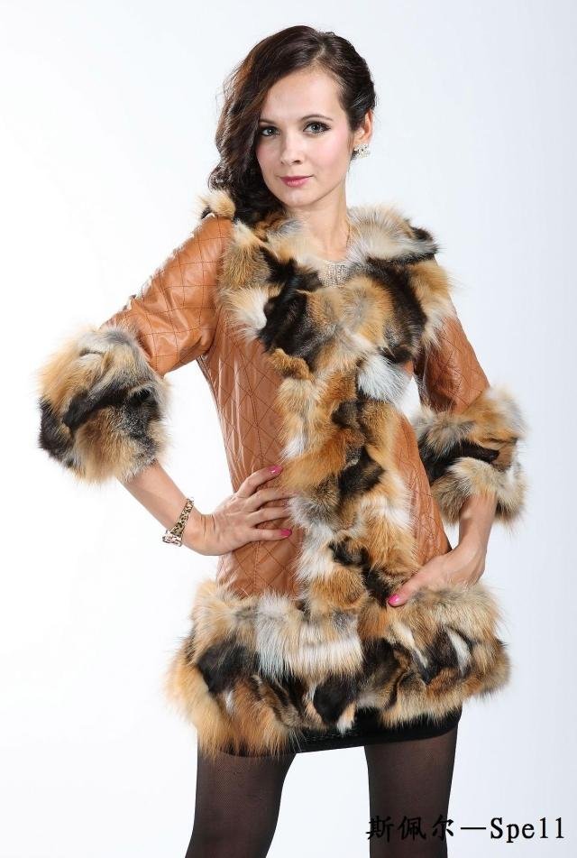 2012 autumn winters is medium style raccoon hair seven points sleeve fur leather coat