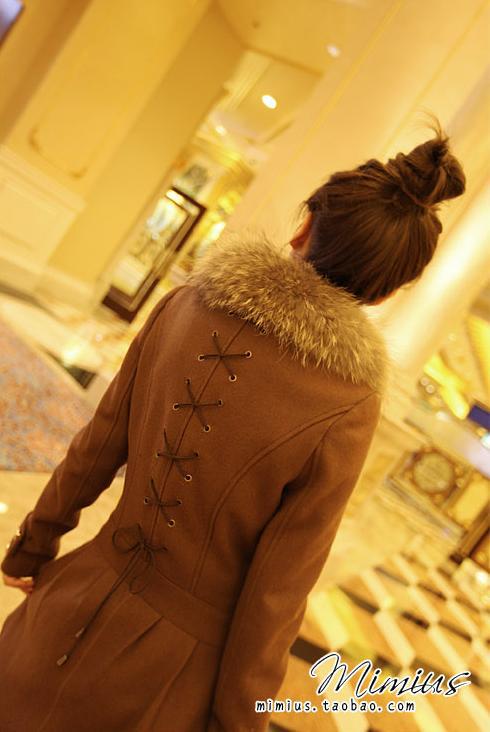 2012 autumn winters is removable collars back tie line design of cloth coat 10877