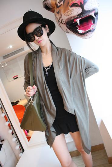 2012 autumn winters joker of army green shawl long sleeve cardigan 10789