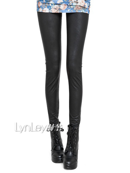 2012 autumn Women mm ankle length trousers legging fashion dull faux leather pants slim