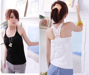 2012 autumn women's all-match bow crotch lace shoulder strap vest spaghetti strap woven vest