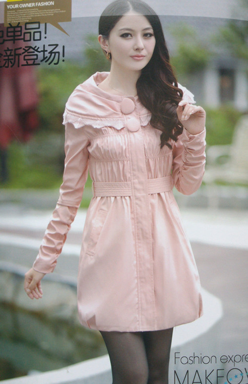2012 autumn women's autumn casual slim long sleeve length trench 1201