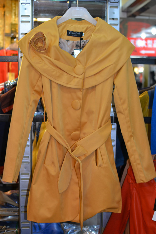 2012 autumn women's autumn casual slim long sleeve length trench 1203