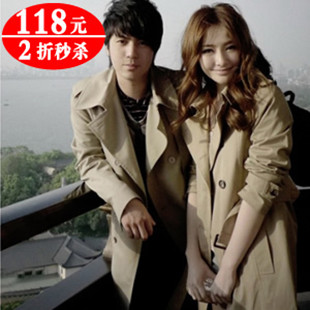 2012 autumn women's autumn trench female outerwear slim solid color cotton 100%