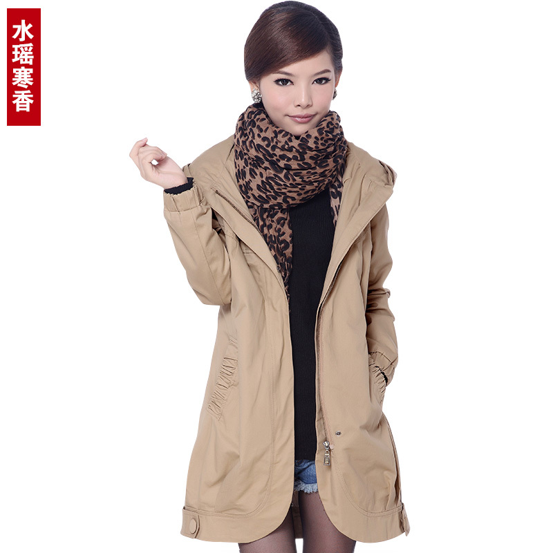2012 autumn women's casual clothing female loose hooded slim solid color outerwear
