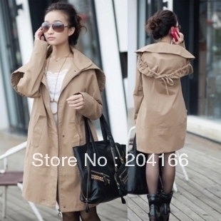 2012 autumn women's casual coat loose hooded slim trench outerwear