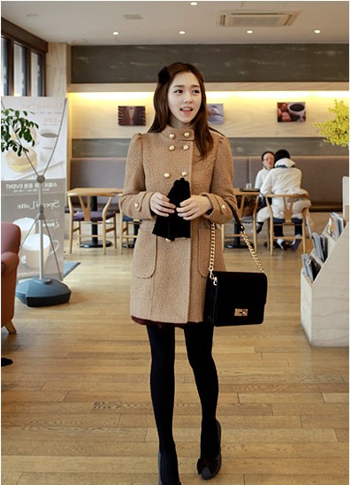 2012 autumn women's double breasted wool coat ol woolen outerwear trench