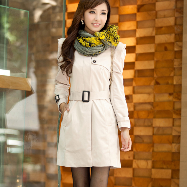 2012 autumn women's elegant slim women's long design female fashion trench outerwear overcoat