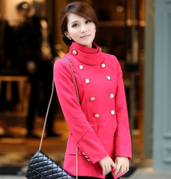 2012 autumn women's fashion jacket/outerwear casual medium wool coat Ladies windbreaker/free shipping/wholesale/size:S M L XL