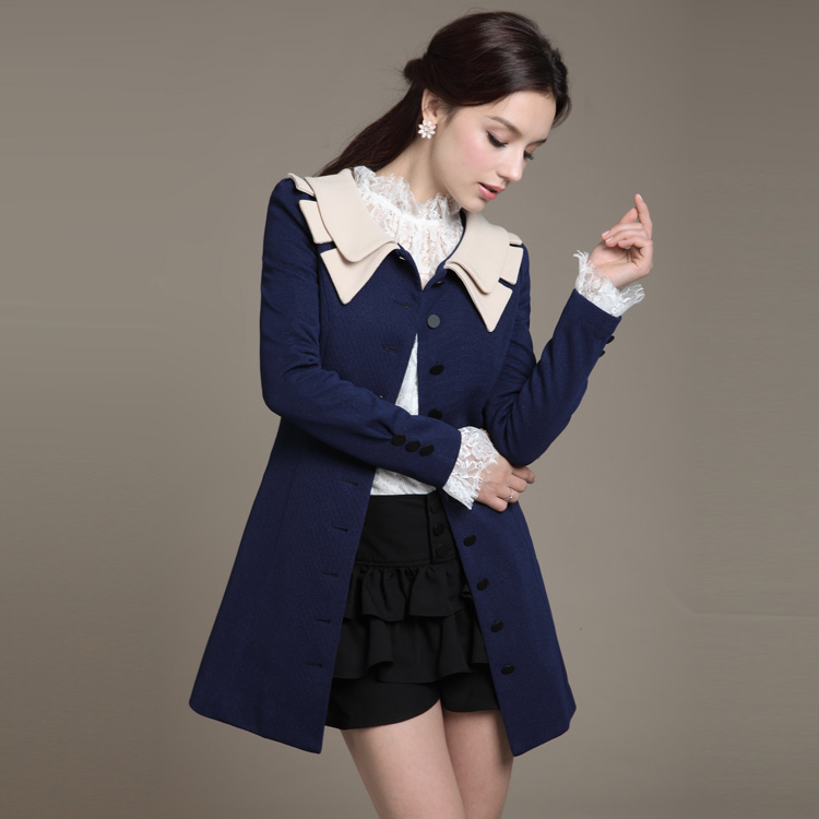 2012 Autumn Women's High Quality Trench Outerwear Spring and Autumn Medium-long Slim Trench Outerwear